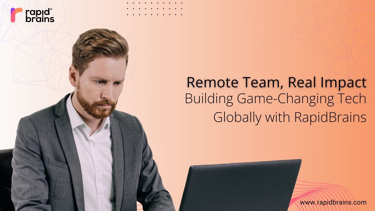 Man working on laptop showcasing RapidBrains expertise to hire developers globally for impactful remote tech solutions.